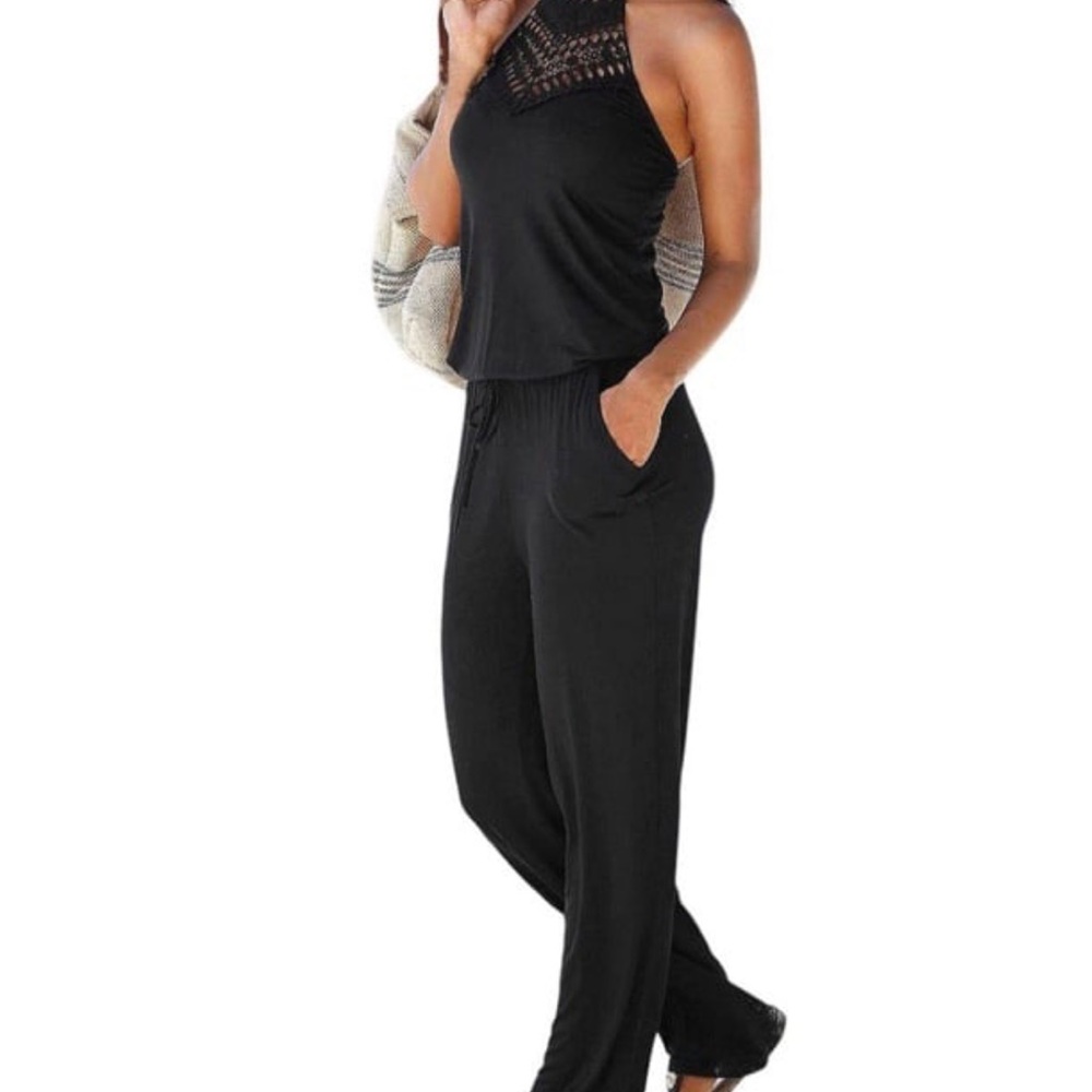 Chic Black Halter Jumpsuit - Picture 2 of 4